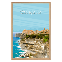 Tableau mural encadré illustration Bonifacio 65x97 cm