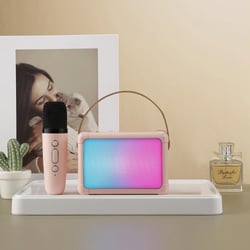 Enceinte Bluetooth Microphone LED Portable Son HiFi Effet RGB Compacte Rose Rose YONIS