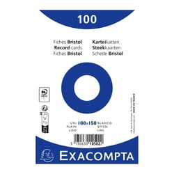 Paquet 100 fiches sous film - bristol uni non perforé 100x150mm - Blanc - x 20 - Exacompta