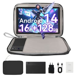 Tablette 10.4'' Android 14 Octa-Core, 163+13Go RAM, 128Go ROM, Écran HD Protection des yeux, Double Caméra 5MP+8MP, avec sac, Noir