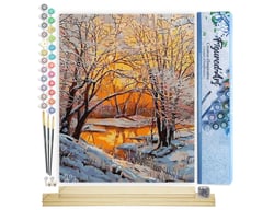 Peinture par Numéro Figured'Art - Arbres en Hiver - Kit de Loisir Créatif DIY Numéro d'Art Complet - 40x50cm toile roulée + châssis en bois à monter