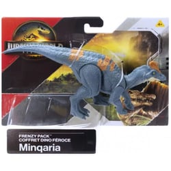 Coffret dinosaure rebirth : minqaria - combat extrême - dino articulé 20 cm - jurassic world - mattel