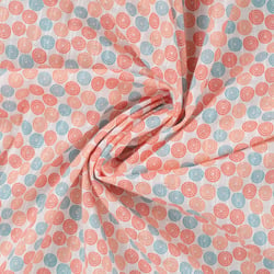 Tissu Voile de Coton digital brodé June petits ronds sur fond Blanc cassé