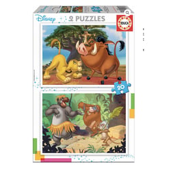 2 puzzles de 20 pieces Disney Animaux - Educa Borras - Jaune