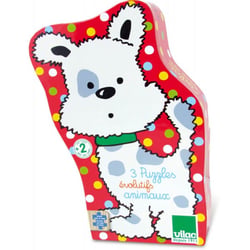 3 puzzles evolutifs en bois animaux 3 - 4 - 6 pieces - vilac - 2593