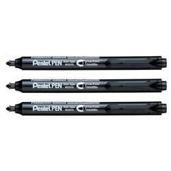 Lot de 3 marqueurs permanents rétractables - PENTEL - Pointe ogive fine 1,0 mm - Noir