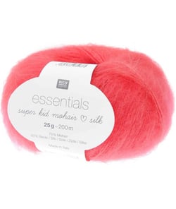 Fil à tricoter Essentials Super Kid Mohair Loves Silk 25 gr - Rico Design 64 Néon Rouge