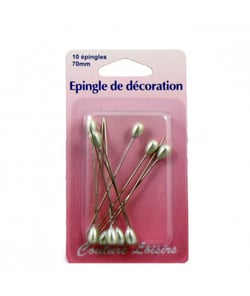 Epingles de décoration x 10 65 mm - Distrifil Argent