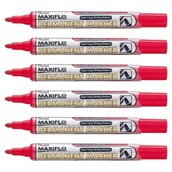 Lot de 6 marqueurs permanents - PENTEL - MAXIFLO NLF50 - Pointe conique 2 mm - Rouge