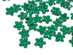 50 Perles strass cabochon Fleur Strass Vert 9 mm Acrylique à coller - Dos Argenté - Creation Diy