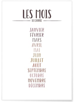 Affiche Les mois de l'année | A3 : 29,7x42cm