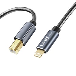 LinQ Câble Imprimante iPad et iPhone USB type B Nylon Tressé 1,5m Gris