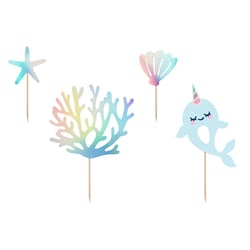 4 Cake Toppers - Océan Iridescent