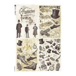 1 feuille de papier de riz 22.5 x 32 cm découpage collage Paper Designs AMBIANCE VINTAGE 0008