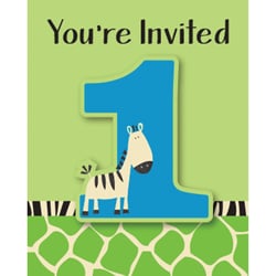 8 Invitations 1 an Petit Zèbre