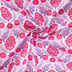 Tissu Coton imprimé Motif indien sur fond Blanc