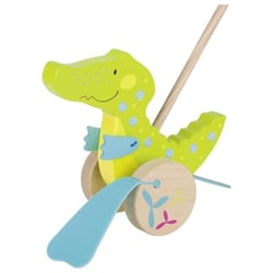Jouet à pousser - GOKI - Crocodile Susibelle - Bois - Vert, bleu et beige
