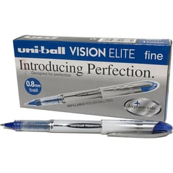 12 stylos roller bille bleu vision élite pointe moyenne 0,8mm Uni Ball