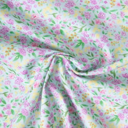 Tissu Voile de Coton digital imprimé Brise floral sur fond Vert d'eau