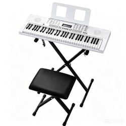 Piano numérique - LALAHO - 61 touches - Kit complet support & tabouret - MIDI USB - Blanc