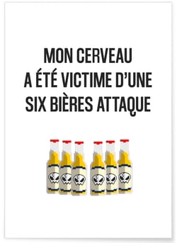 Affiche Six bières attaque | A3 : 29,7x42cm