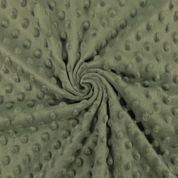 Tissu minky à pois, haute qualité, Vert kaki - au mètre, par 50 cm - Laize : 150 cm