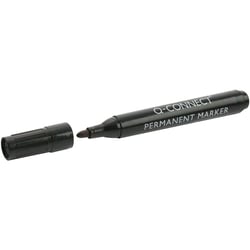 Lot de 10 marqueurs permanents - Q-CONNECT - Pointe ogive tracé 3 mm - Corps plastique - Noir