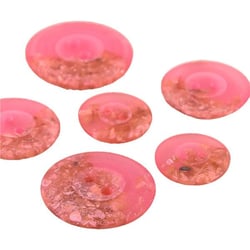 Lot de 6 boutons ronds 2 trous copeaux 23mm Fuchsia