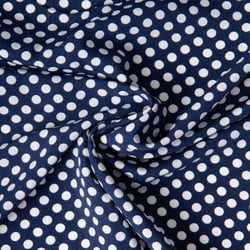 Tissu Mousseline lourde Koshibo pois blanc sur fond Bleu marine