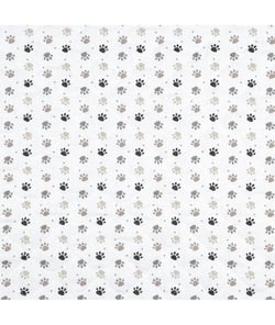 Tissu matelassé pattes de chats de 140 cm de largeur Blanc vendu par 50 cm