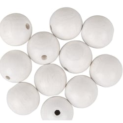Boules bois percées mat ø20mm - blanc