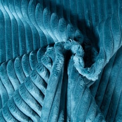 Tissu Doudou côtelé d'ameublement 15 mm uni Bleu canard