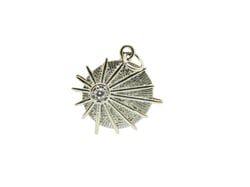 1 pendentif rond rayons de soleil 20mm plaqué argent platine et zircon cristal