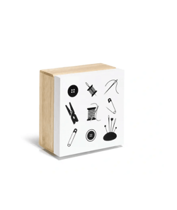 Coffret en Bois motif couture - Prym - Élégance et Organisation dans un Design Raffiné Marron