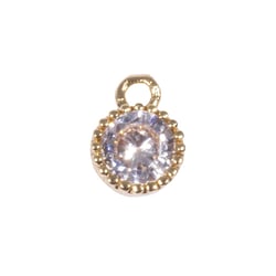 Mini - pendent. en métal strass rond, ø7mm, or, 2 pces