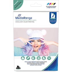 Papier photo MediaRange 13x18 pour imprimantes à jet d'encre - Couché brillant - 220g - 50 feuilles
