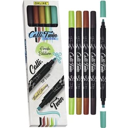 Feutres - Double pointe - Calligraphie - 5 couleurs - ONLINE - Calli.Twin