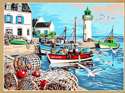 Canevas antique Le port de pêche 45x60cm