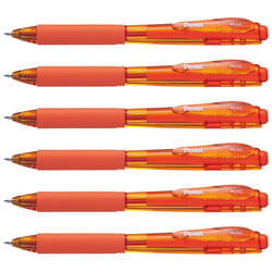 Lot de 6 Stylos Bille Rétractables PENTEL WOW BK440 - Orange - Pointe moyenne