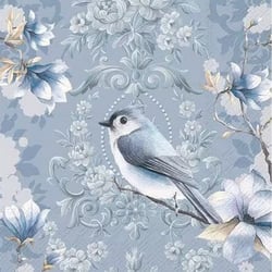 4 serviettes en papier découpage collage 33 cm OISEAU FLEUR BLEU OSS 102