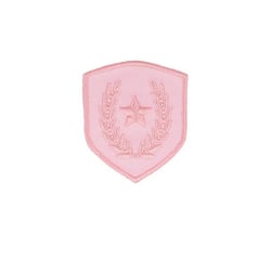 Ecusson thermocollant blason étoile sur laurier rose 4x3,5cm