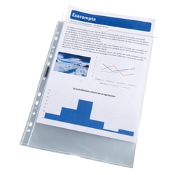 Bloc 50 pochettes perforées PP lisse Quick Doc - A4 - Cristal - x 20 - Exacompta