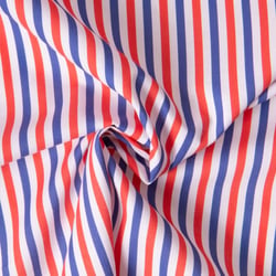 Tissu Coton imprimé Rayé bleu, blanc, rouge sur fond Blanc