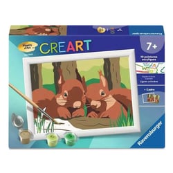 Peinture par numero enfant des 7 ans - CreArt Kids - 13x18cm - Ecureuils en forêt