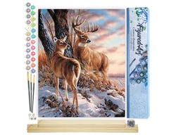Peinture par Numéro Figured'Art - Cerfs en Hiver - Kit de Loisir Créatif DIY Numéro d'Art Complet - 40x50cm toile roulée + châssis en bois à monter