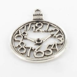 MégaCréa - Breloque en métal Horloge Argenté