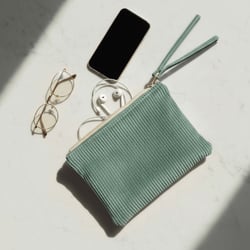 Kit Couture Craftine Pochette Plate Velours Vert d'eau