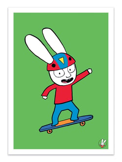 Affiche 30 x 40 cm - Simon SUper rabbit skating - Simon Super Rabbit