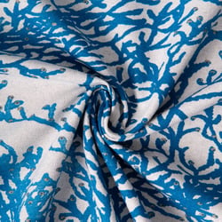 Tissu Toile de Coton Calédonie bleu roi sur fond Naturel