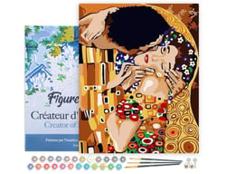 Peinture par Numéro Figured'Art avec Cadre - Tendre Baiser - Kit de Loisir Créatif DIY Numéro d'Art Complet - 40x50cm toile tendue sur châssis